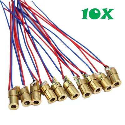 10pcs 650nm 6mm 5V 5mW Red Laser Dot Diode Module With Brass Diode Housing • $12.52
