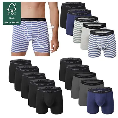 BAMBOO COOL S-3XL Men's Bamboo Underwear Striped Boxer Briefs Trunks Stripe Blue • $42.99