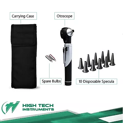 New Fiber Optic Pocket Otoscope Examination LED Diagnostic ENT Set Black • $16.99