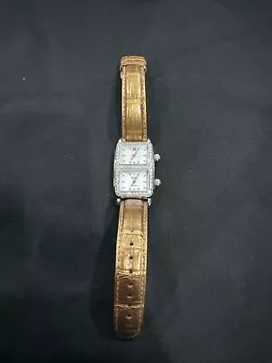 Michele Deco Park Dual Time Diamond Stainless Steel Women's Watch Alligator Band • $990