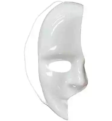 The Phantom Of The Opera Erik Plain White Mens Costume Half Face Mask • £13.58