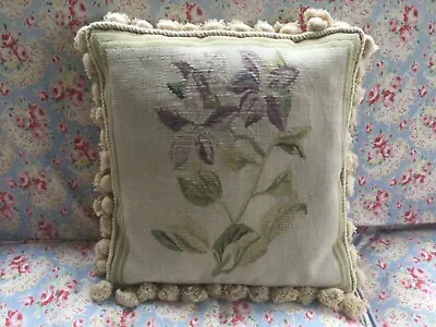 Wool Needlepoint Cross Stitch Cushion Floral Design • £45