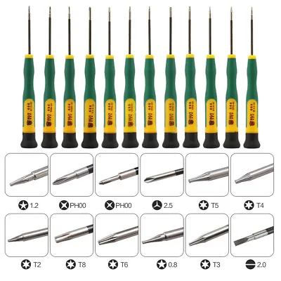 12PCS Screwdriver Tool Set With Torx T2 T3 T4 T5 T6 T8 Pentalobe 0.8 1.2 P5 P2 • $18.95