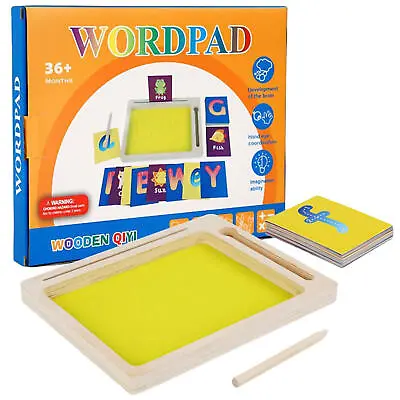 Montessori Sand Tray Toys Wooden Sand Scraping Box For Writing Words 36 Cards • $20.86