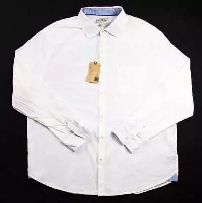 True Grit Mens Linen Blend Shirt XXL Long Sleeve Button Front Flip Cuffs White • $42.98