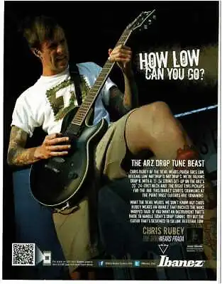 2011 IBANEZ ARZ Electric Guitar CHRIS RUBEY Of The Devil Wears Prada Magazine Ad • $8.95