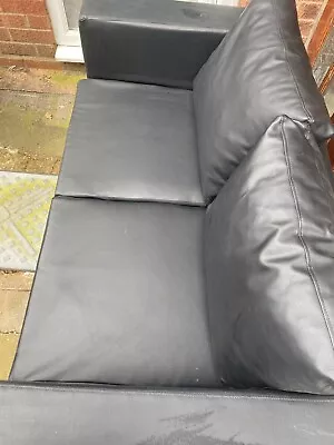 Black Leather Sofa Used 2 Seater  • £35