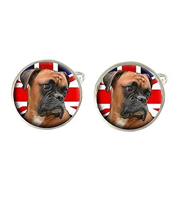 £8.99 • Buy Boxer Dog Union Jack Mens Cufflinks Ideal Wedding Birthday Fathers Day Gift C378