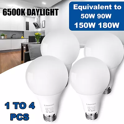 1/2/4 Pcs E26/E27 LED Light Bulb 50W 90W 150W 180W Equivalent 6500K Daylight US • $17.95