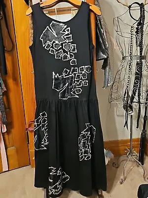 Adrienne Vittadini Vintage Cotton Dress Medium See Through Cut Out And Sequins • $30