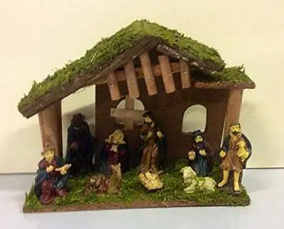 New Design 30cm Wooden Nativity Set + 9 Figures Christmas Scene N162223 • £14.99