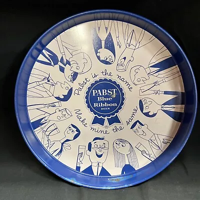 Pabst Blue Ribbon Round Metal Tray Beer “Pabst Is The Name  Vtg • $19.99