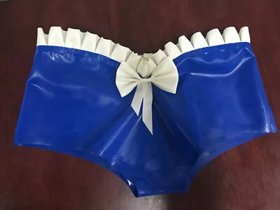 Latex Briefs Rubber Sexy Nevy Blue Lace Fashion Cosplay Maid Club Shorts 0.4mm • £18.74