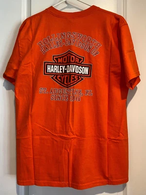 $8 • Buy Vintage Harley Davidson XL Pocket-T Orange, Hollingsworth H-D, St Augustine FL