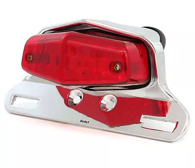 Lucas Style LED Motorcycle Tail Light Assembly - Chrome W/ Red Lens • $29.95