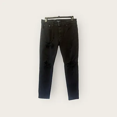 Victorious Men's Distressed Denim Ripped Black Jeans 36x30 DL1206 • $31.19