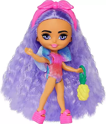 Barbie Extra Mini Minis Travel Doll With Beach Fashion Tie-Dye Swimsuit And Tro • $13.26