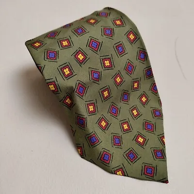 $19.99 • Buy Polo Ralph Lauren Tie Green Novelty Geometric 100% Silk Made In USA RN41381