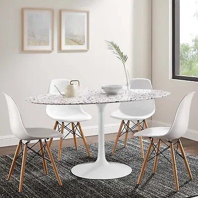 Modway Lippa Oval 60  Terrazzo Dining Table In White White • $970.25