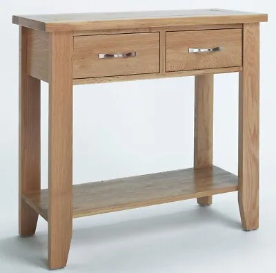 £159.99 • Buy Small Oak Console Table | Solid Wood Hall/Side/End/Telephone Table With 2 Drawer
