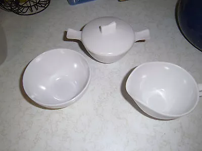 4 Pieces White MELMAC Sugar Bowl W/Lid Chicago 54 7408 No Lid & Windsor Cream • $15.53