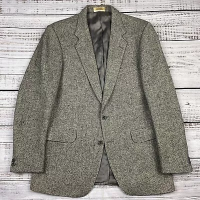 VTG Belshade Donegal Tweed Blazer Gray Wool Herringbone Sport Coat Mens Sz 40R • $99.95