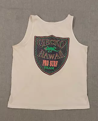 Gecko Hawaii Tank Top Mens L Pro Surf Team USA Vintage 1991 FLAWS RIP • $8.95