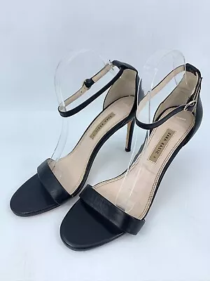 Zara Basic Womens Heels 10 41 Black Leather Strappy Open Toe Ankle Strap • $22.88