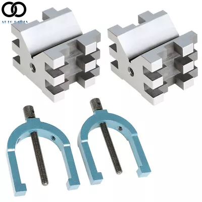 Machinist V-Blocks 2-3/8  X 2-3/4  X 2  Clamp Set Hardened Steel • $60.69