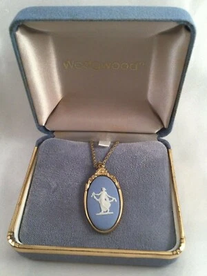 £153.95 • Buy Vintage Jewellery Wedgwood Blue Pendant Gold Chain Necklace Wedgewood Jewelry