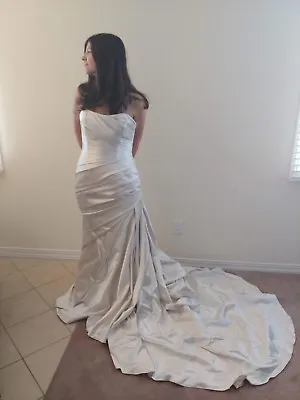 La Sposa Mermaid Trumpet Strapless Satin Train Ivory Wedding Dress New - Size 12 • $500