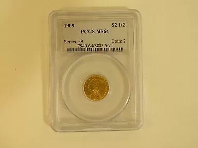 1909 Indian Incuse $2 1/2 Gold Coin PCGS MS 64 • $3200