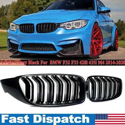 Front Kidney Grill Grille For BMW M4 F32 F33 F36 420i 428i 430i 435i Gloss Black • $29.99