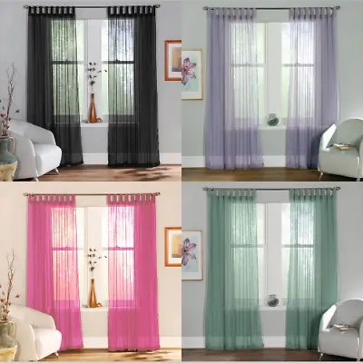 Tab Top Plain Dyed Voile Curtain Panels BUY ONE PANEL GET ONE PANEL FREE  • £8.78