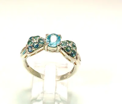 Blue Zircon & Blue Sapphire Accents Set In 925 Sterling Silver Ring Size 8 • $29.99