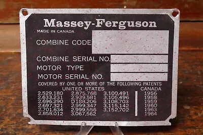 Vintage Massey-Ferguson Combine Metal ID Name Tag Emblem Badge Advertising Sign • $29.95