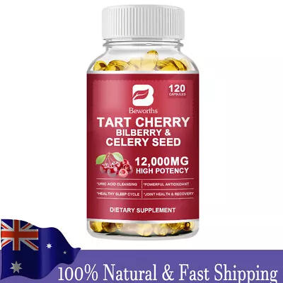 Tart Cherry Bilberry & Celery Seed Extract Uric Acid Cleanse Muscle Recovery • $21.97