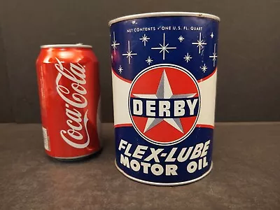 Vintage Qt DERBY Flex-Lube Motor Oil SAE 30 Unopened Paper Container Wichita KS • $43