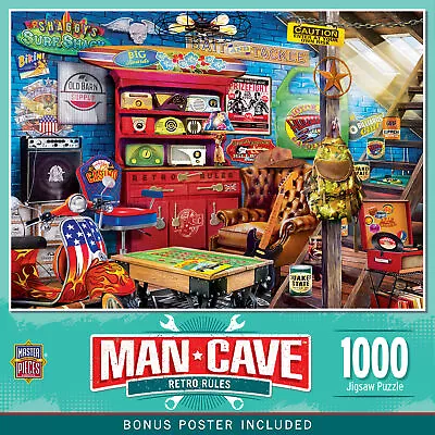 MasterPieces Man Cave - Retro Rules 1000 Piece Jigsaw Puzzle • $18.99