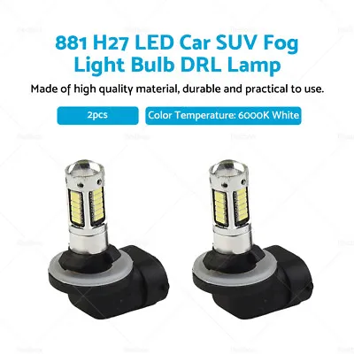 2x 881 H27 Extremely Bright 30W 6000K White LED Car SUV Fog Light Bulb DRL Lamp • $15.09