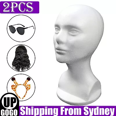 2X Female Flocked Foam Mannequin Manikin Head Model Hat Wig Scarf Display Stand • $21.89