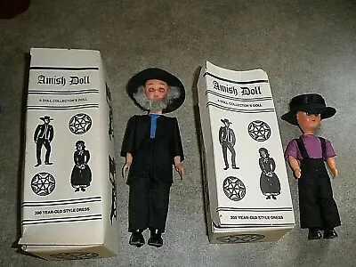 Vintage NEW 2 Two Collectible Amish Dolls Boy & Man In Original Box • $26.14