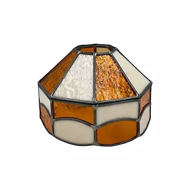 Vintage Tiffany Style-Stained Slag Glass Hanging Swag Lamp Shade. 10” Orange • $32