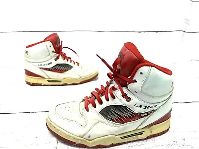 Vintage L.A GEAR Shoes High Top 1990's Sneaker White/red Basketball Leather US 8 • $89.06