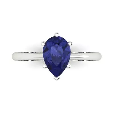 2.0ct Pear Designer Statement Bridal Simulated Tanzanite Ring 14k White Gold • £238.38