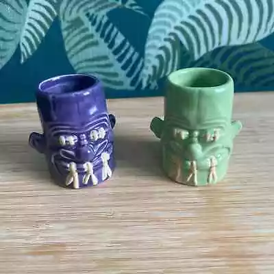 Pair Of 2005 Tiki Farm Shrunken Head Shotglasses • $48