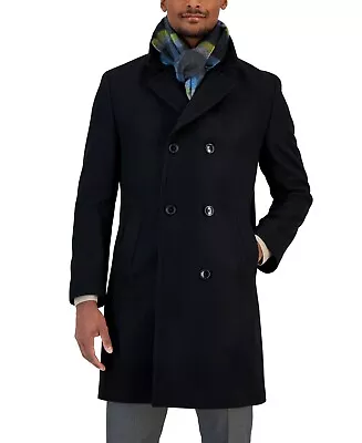 Nautica Mens Classic-Fit Double Breasted Overcoat Black 38R • $42.53