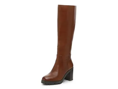 Vince Camuto Dasemma Caramel Leather Wide Calf Over The Knee Block Heel Boot • $59.95