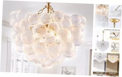 Nordic Bubble Ball Swirled Glass Chandelier Dia 20 Inch Gild Gold 20 D LR1506 • $715.16