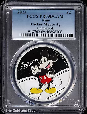 2023 $2 Niue 1oz Silver Proof Colorized Mickey Mouse PCGS PR 69 DCAM • $119.95